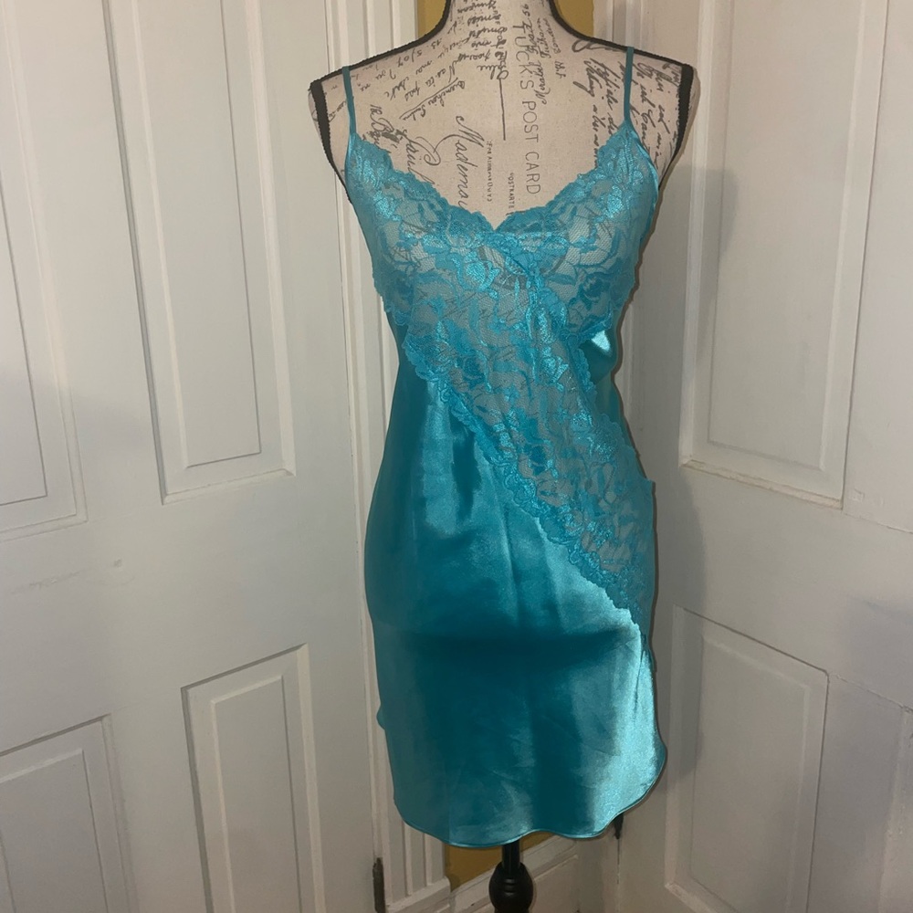 Vintage Blue Lace Slip Dress